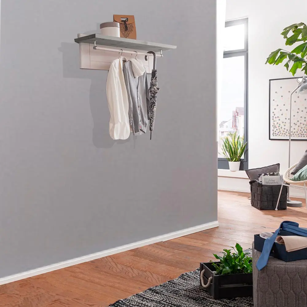 Полка деревянная светлая Форест навесная со штангой