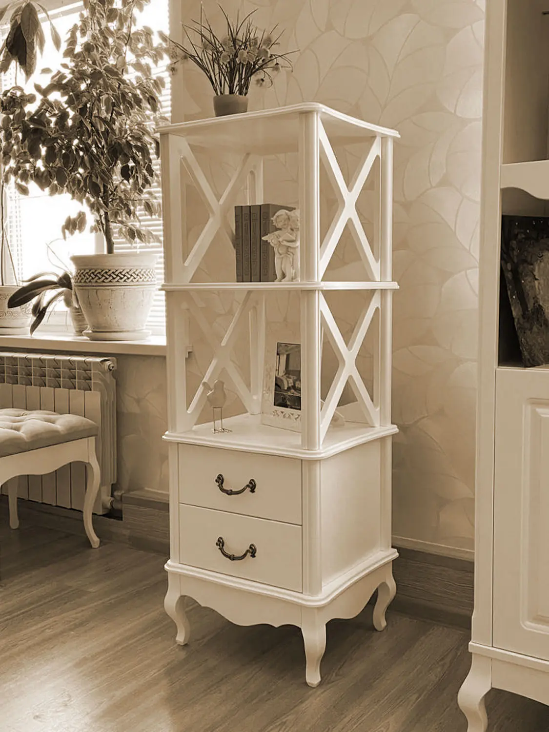 Этажерка 2 ящика Авиньон 2 полки (ваниль М-18)