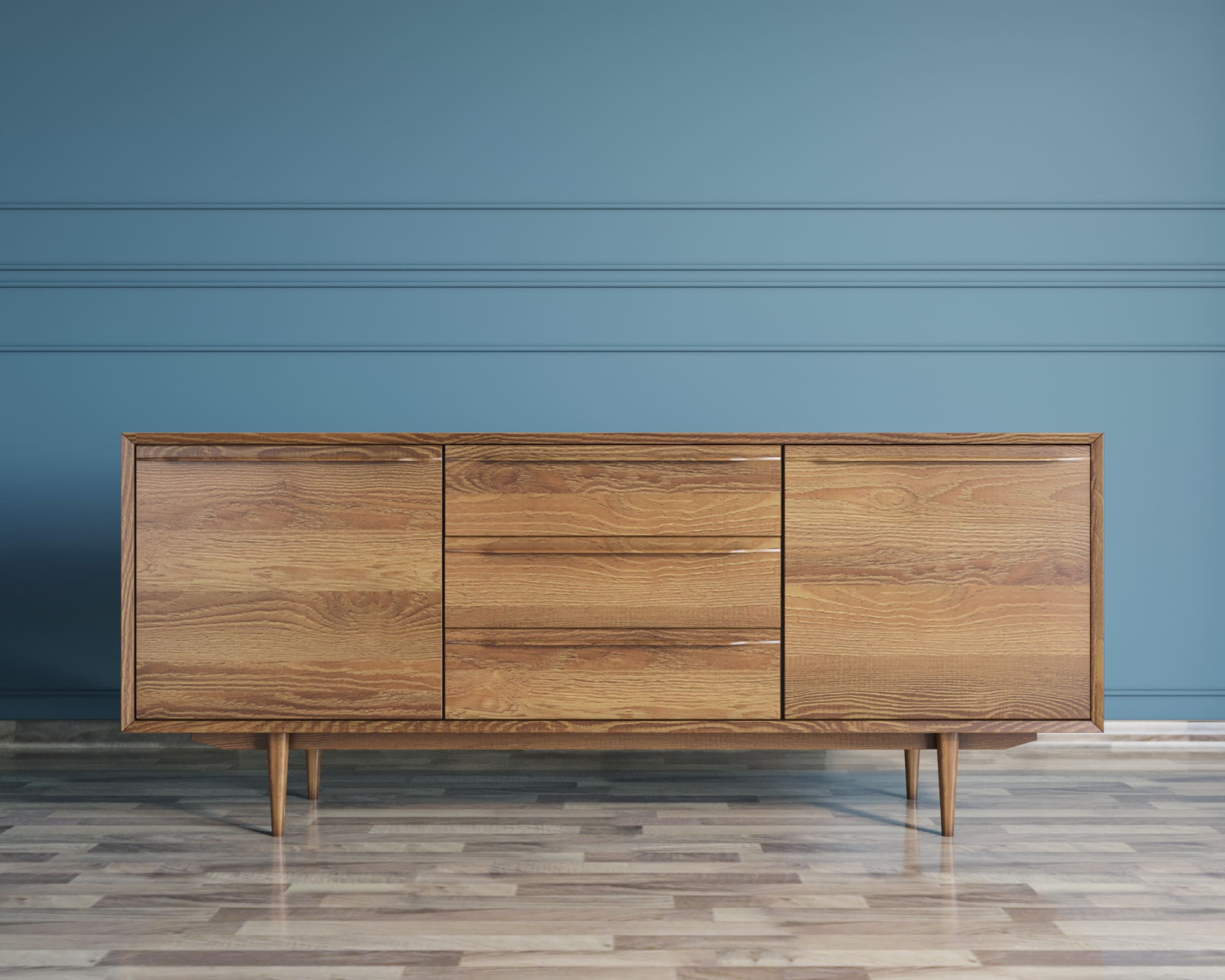 Комод из дерева "Bruni" с тремя ящиками и дверками