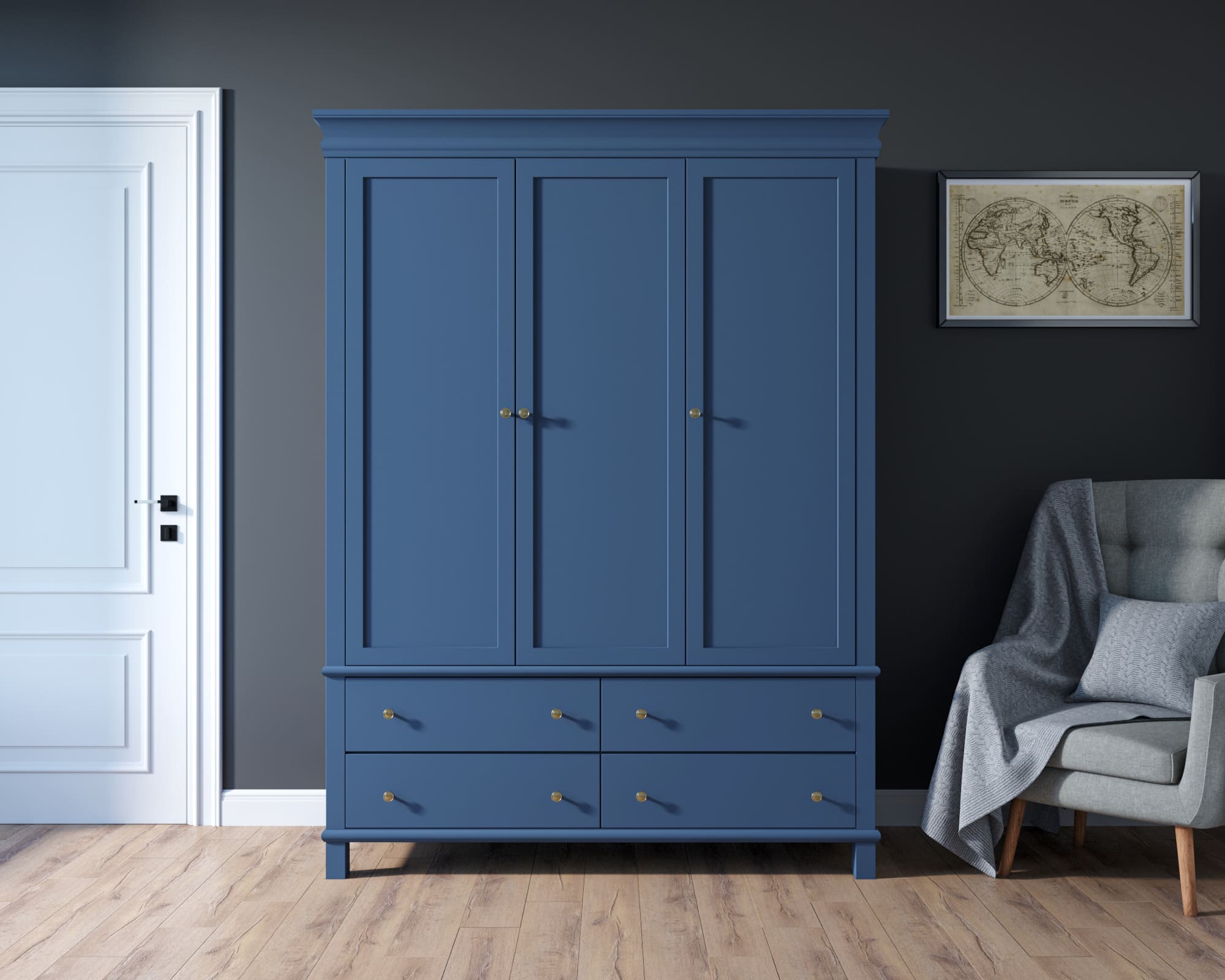 Шкаф 4 ящика трёхстворчатый в стиле Кантри "Jules Verne"