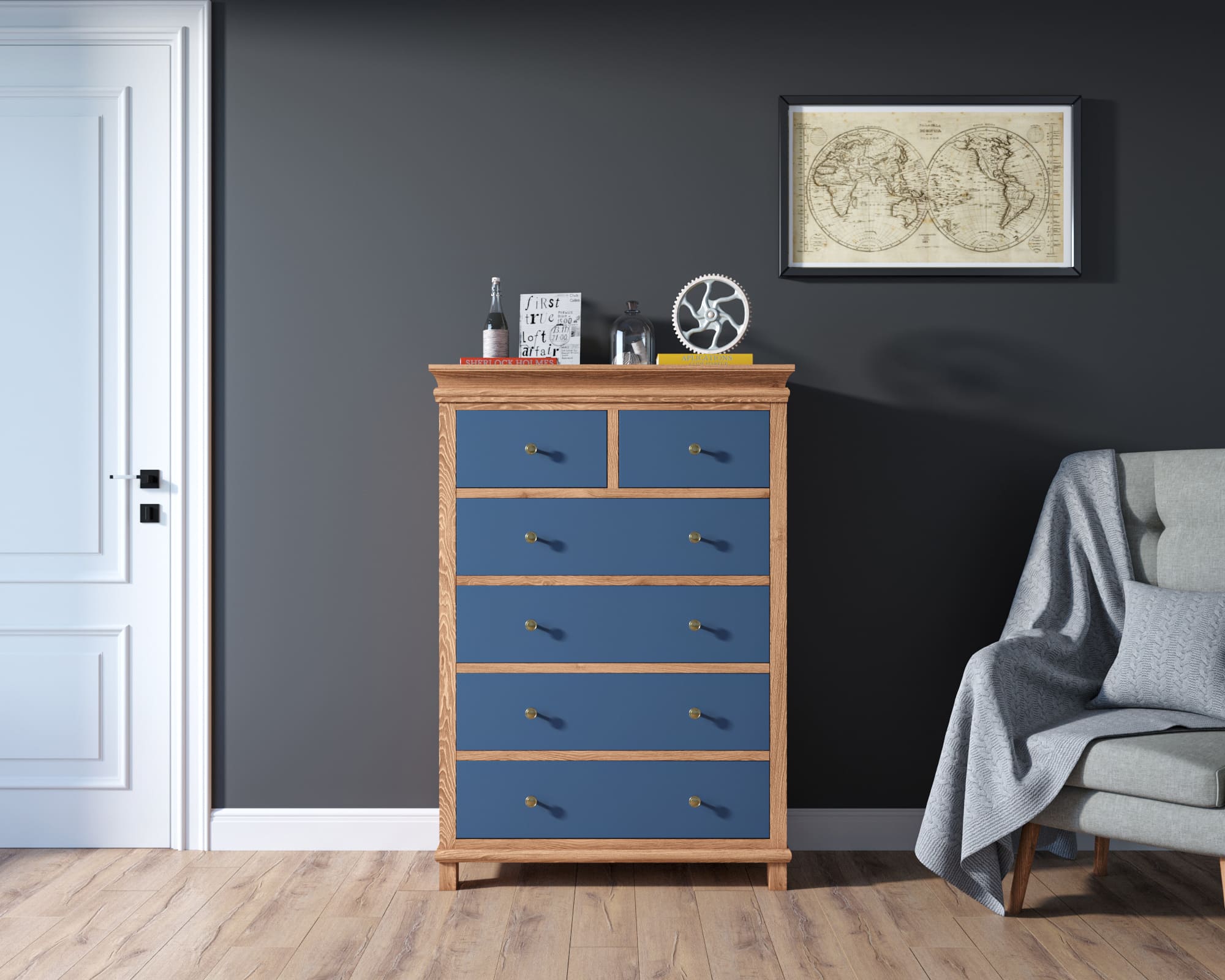 Комод "Jules Verne" высокий из березы и ясеня