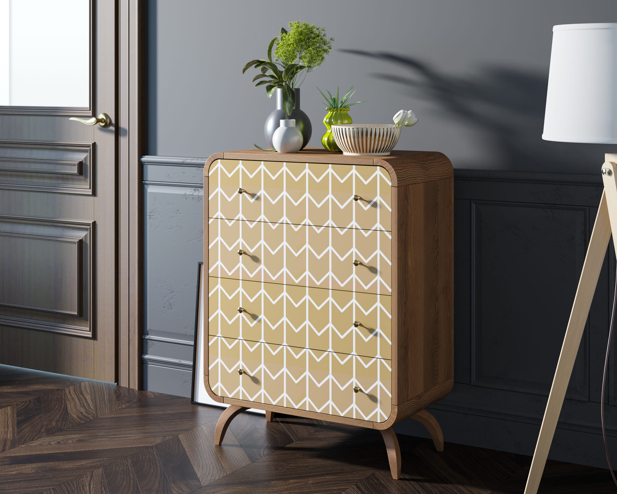 Высокий комод "Ellipse Print" с четырьмя ящиками принт 1